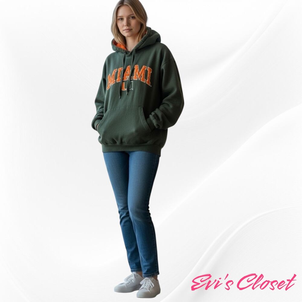 Miami U Hurricanes Women's Sweatshirt Hoody Sz M